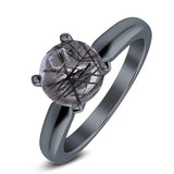  Round Natural Stone Solitaire Cathedral Ring