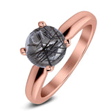  Round Natural Stone Solitaire Cathedral Ring