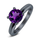  Round Natural Stone Solitaire Cathedral Ring