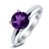  Round Natural Stone Solitaire Cathedral Ring