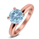  Round Natural Stone Solitaire Cathedral Ring