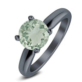  Round Natural Stone Solitaire Cathedral Ring
