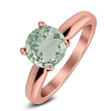  Round Natural Stone Solitaire Cathedral Ring