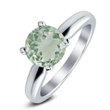  Round Natural Stone Solitaire Cathedral Ring