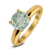  Round Natural Stone Solitaire Cathedral Ring