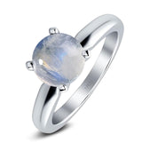  Round Natural Stone Solitaire Cathedral Ring