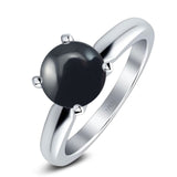  Round Natural Stone Solitaire Cathedral Ring