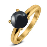  Round Natural Stone Solitaire Cathedral Ring