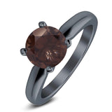  Round Natural Stone Solitaire Cathedral Ring