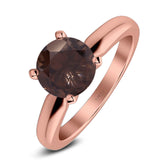  Round Natural Stone Solitaire Cathedral Ring