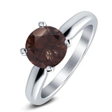  Round Natural Stone Solitaire Cathedral Ring