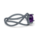 Minimalist Round Natural Stone Solitaire Ring