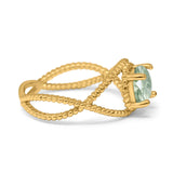 Minimalist Round Natural Stone Solitaire Ring