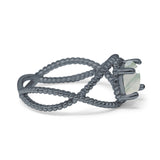 Minimalist Round Natural Stone Solitaire Ring