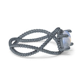 Minimalist Round Natural Stone Solitaire Ring