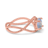 Minimalist Round Natural Stone Solitaire Ring