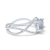 Minimalist Round Natural Stone Solitaire Ring