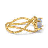 Minimalist Round Natural Stone Solitaire Ring