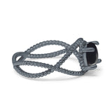 Minimalist Round Natural Stone Solitaire Ring