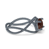 Minimalist Round Natural Stone Solitaire Ring