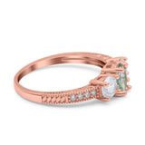 Three Stone Oval Natural Stone Trio Ring