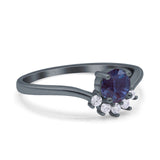 Art Deco Round Natural Stone Wedding Ring