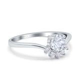 Art Deco Round Natural Stone Wedding Ring