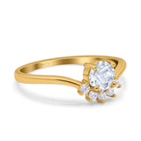 Art Deco Round Natural Stone Wedding Ring