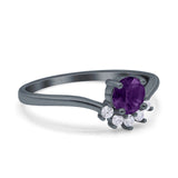 Art Deco Round Natural Stone Wedding Ring