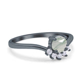 Art Deco Round Natural Stone Wedding Ring