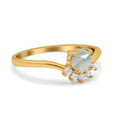 Art Deco Round Natural Stone Wedding Ring