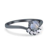 Art Deco Round Natural Stone Wedding Ring