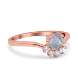 Art Deco Round Natural Stone Wedding Ring