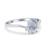 Art Deco Round Natural Stone Wedding Ring