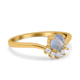 Art Deco Round Natural Stone Wedding Ring