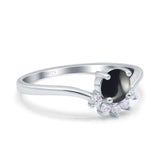 Art Deco Round Natural Stone Wedding Ring