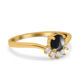 Art Deco Round Natural Stone Wedding Ring