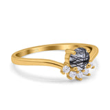 Art Deco Round Natural Stone Wedding Ring