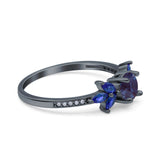 Art Deco Round Natural Stone Floral Ring