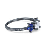 Art Deco Round Natural Stone Floral Ring