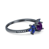 Art Deco Round Natural Stone Floral Ring