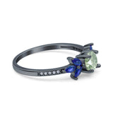 Art Deco Round Natural Stone Floral Ring