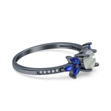 Art Deco Round Natural Stone Floral Ring