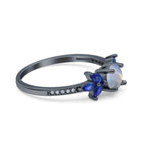 Art Deco Round Natural Stone Floral Ring