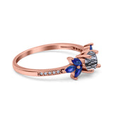 Art Deco Round Natural Stone Floral Ring
