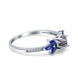 Art Deco Round Natural Stone Floral Ring