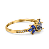 Art Deco Round Natural Stone Floral Ring