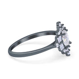 Floral Oval Natural Stone Wedding Ring