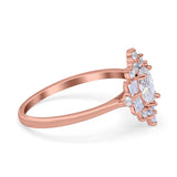 Floral Oval Natural Stone Wedding Ring