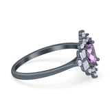 Floral Oval Natural Stone Wedding Ring